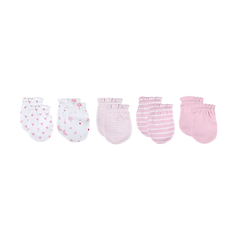 Kiddiezoom Newborn Gloves 0-6M 4/5 Pairs 100 Percent Cotton Breathable Baby Mittens For Newborns