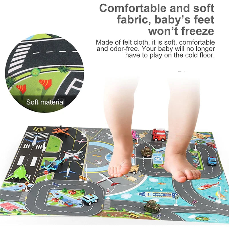 130x100cm Baby Crawling Mat Cartoon City Traffic Map Non-Slip Playmat For KidsToddler Montessori Early Education Toys TMZ