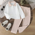 4-7 Year Boys' Set Solid Color Twisted Strip Long Sleeve+Long Pants 2Pcs/Set Suitable for Boys' Spring Autumn Casual Clothing