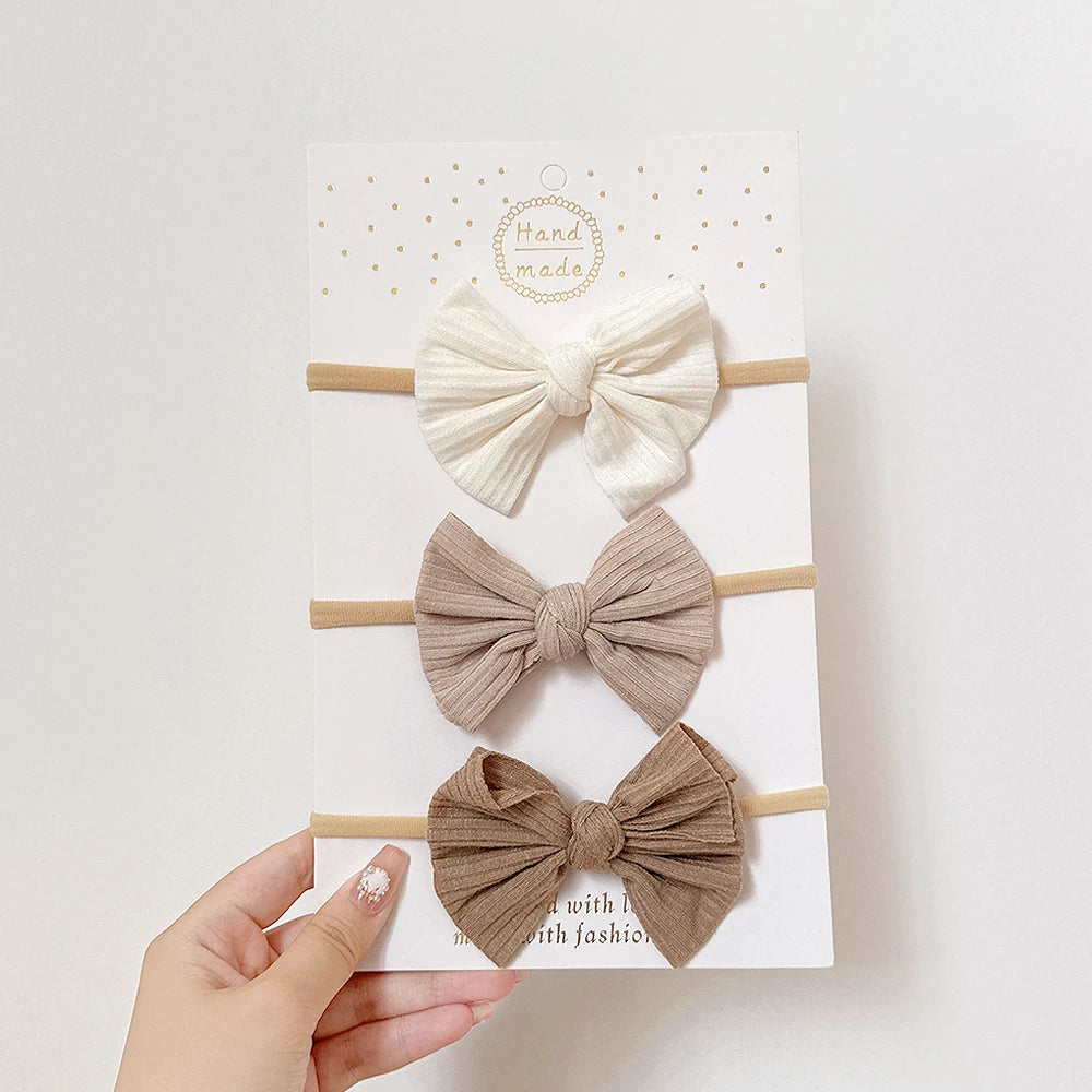 3Pcs/lot baby soft headband big bowknot headscraf infant nylon headties dress hair accessories babe headwear