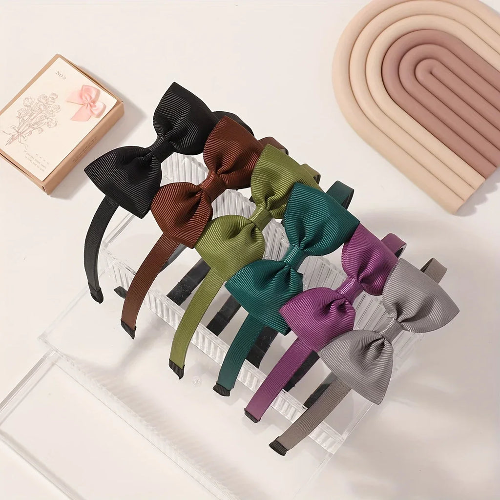 6pcs Solid Color Handmade Headband Ribbons Hair Bows for Girls Cute Children Kids Baby Hair Accessories Gifts