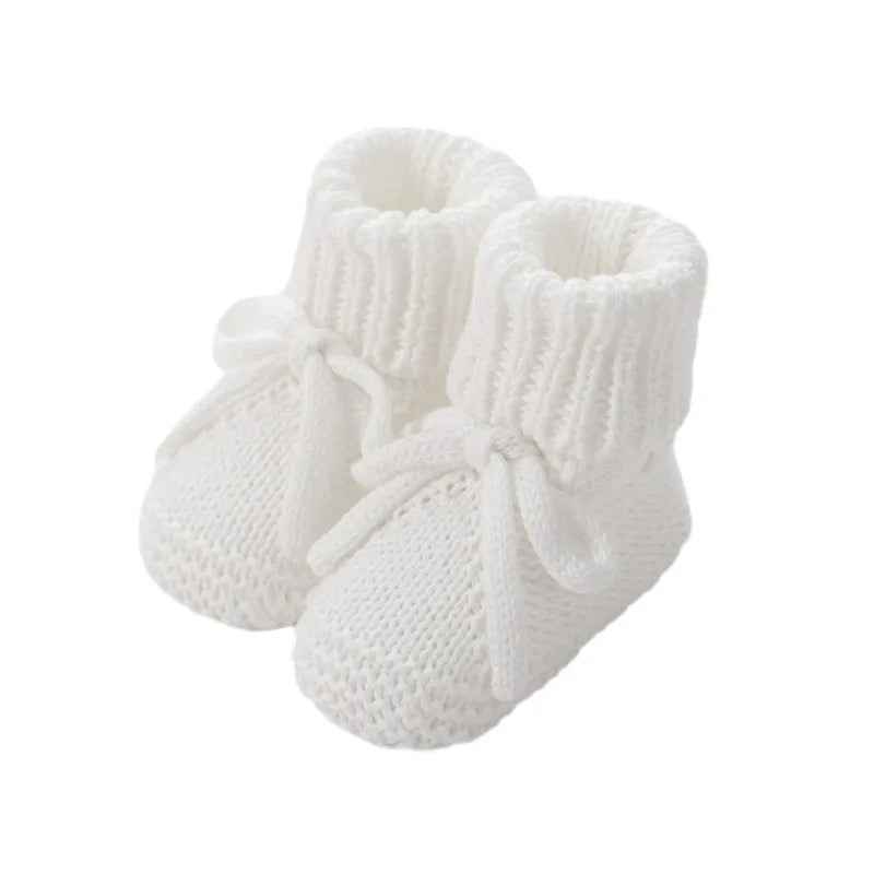 Adorable Baby Bow Knit Shoes Soft Crawling Sock Children's Handmade Cotton Floor Socks with Cute Bow Bands 0-12 Months Sock Shoe