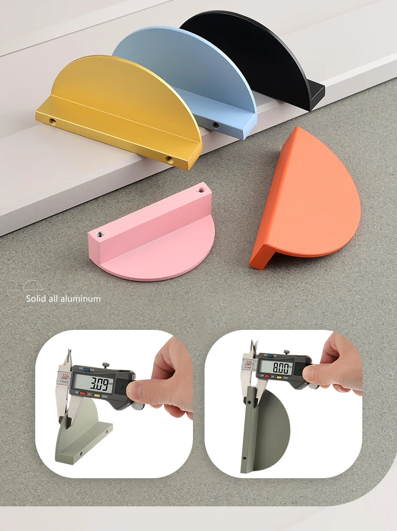 Wardrobe Door Handle Half Round Kitchen Cabinet Knobs Dresser Drawer Handle Colorful Pink Blue Green White Knobs For Furniture