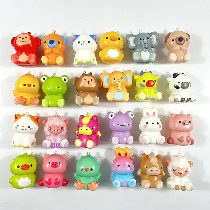 5/10/20/30PCSPU Slow Rebound Animal Squishy Cartoon Stress Relief Toy Keychain Resistant to Rubbing Release Pressure Squishy