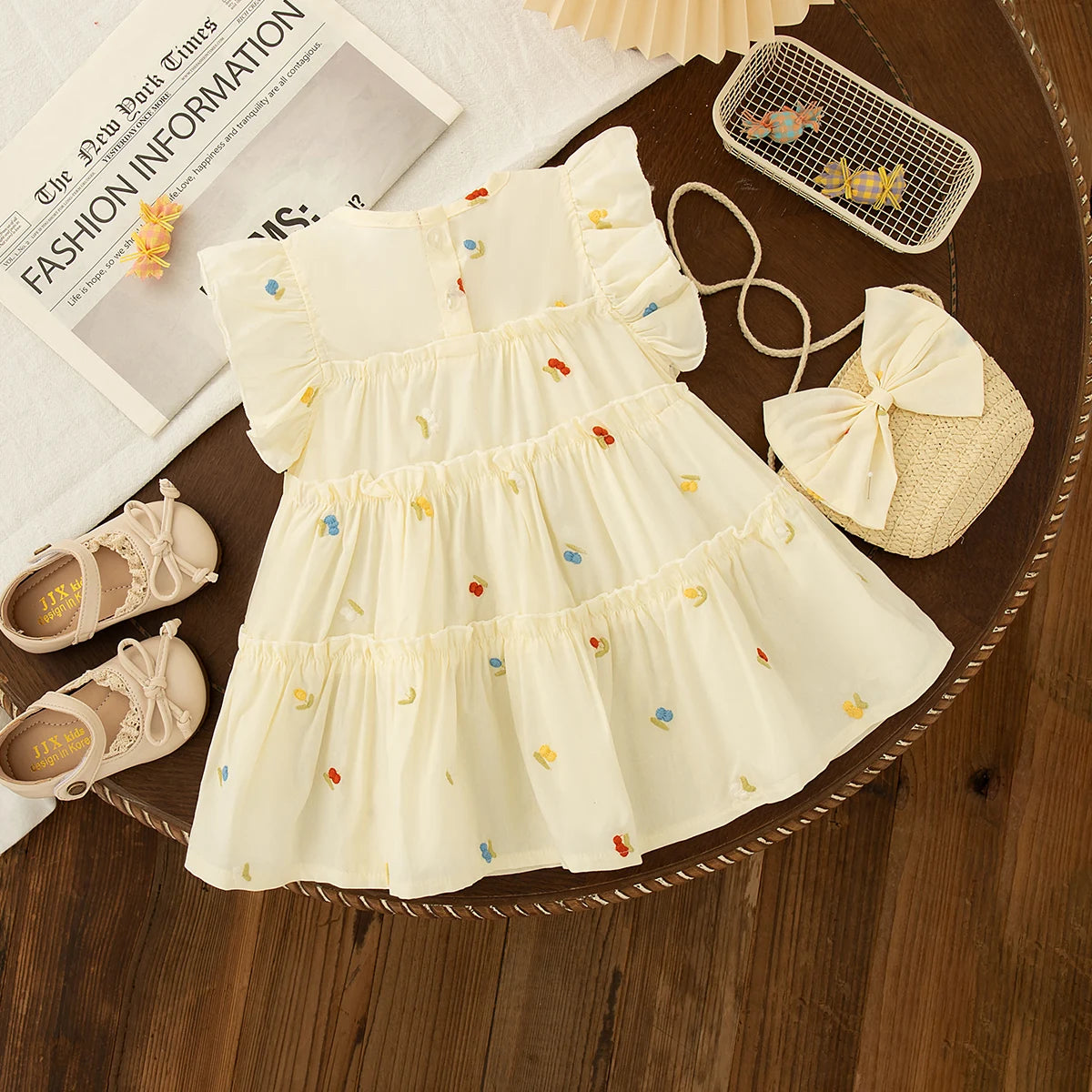 Summer New Cute And Fresh Baby Girl Dress, Sweet Children'S Clothing+Bow Bag (6 Months -3 Years Old)