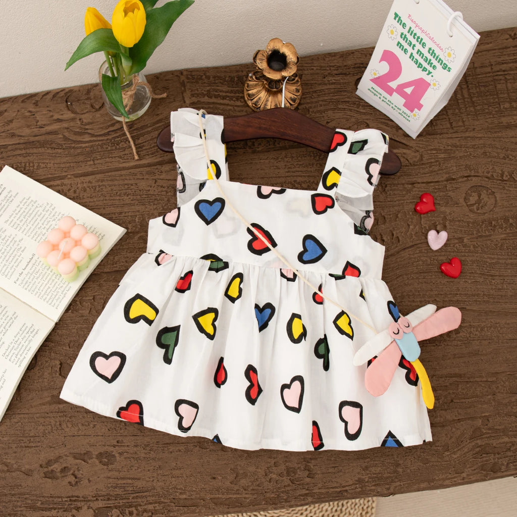 Send A Cartoon Ornament  Summer Cotton Comfortable Fashion Lovely Baby Girl Dress Korean Style Casual Toddler Beach Dress