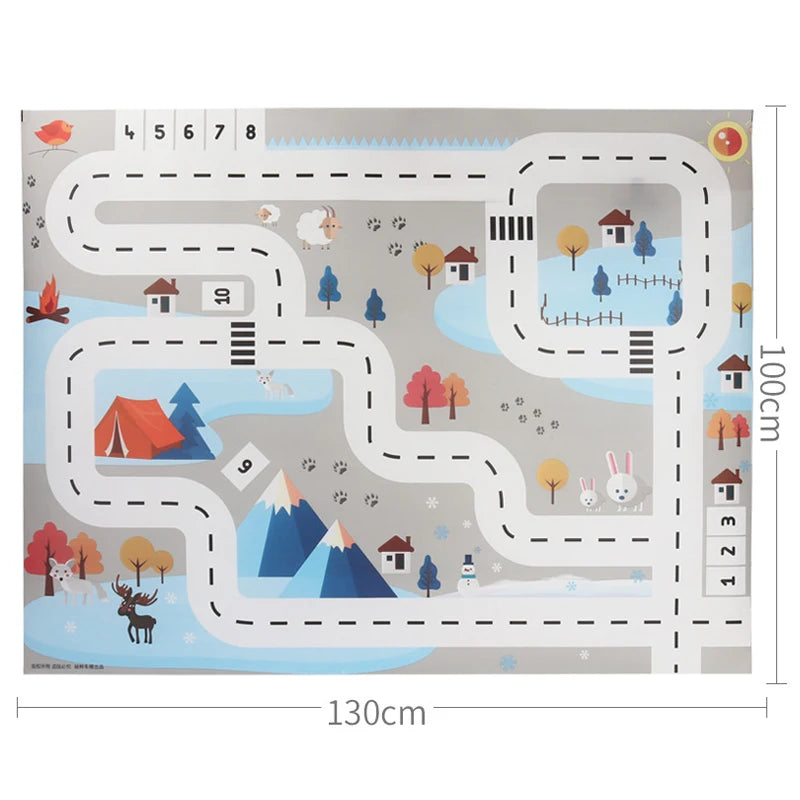 TMZ 130x100cm Baby Crawling Mat Cartoon City Traffic Map Non Slip Playmat For Kids