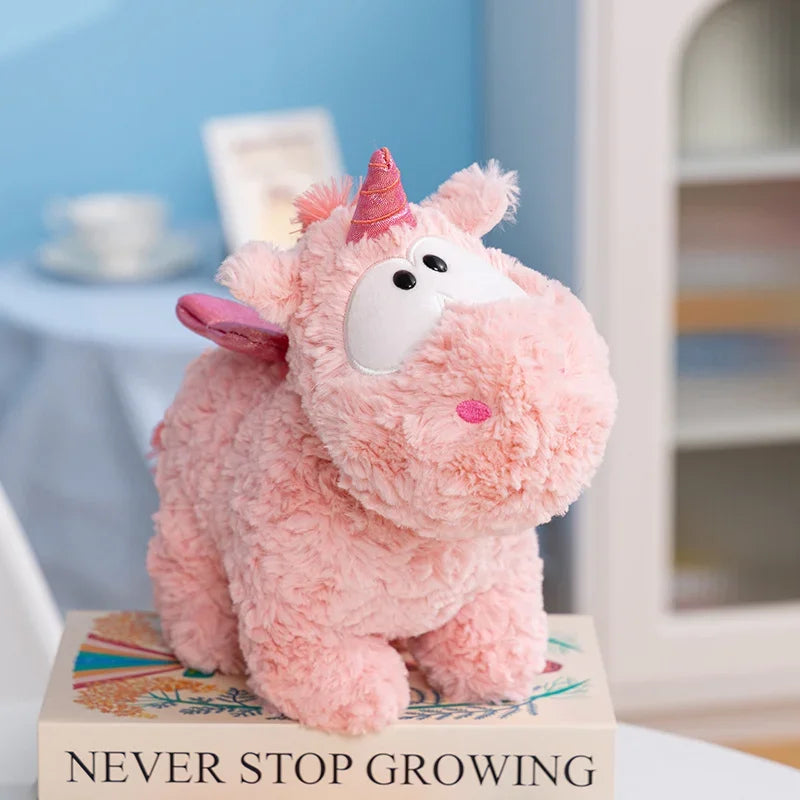Hot Soft Fluffy Pink Unicorn Plush Toy Cute Stuffed Animal Doll with Shiny Wings Kawaii Unicorn Plushie Big Eyes Unicorn Pillow
