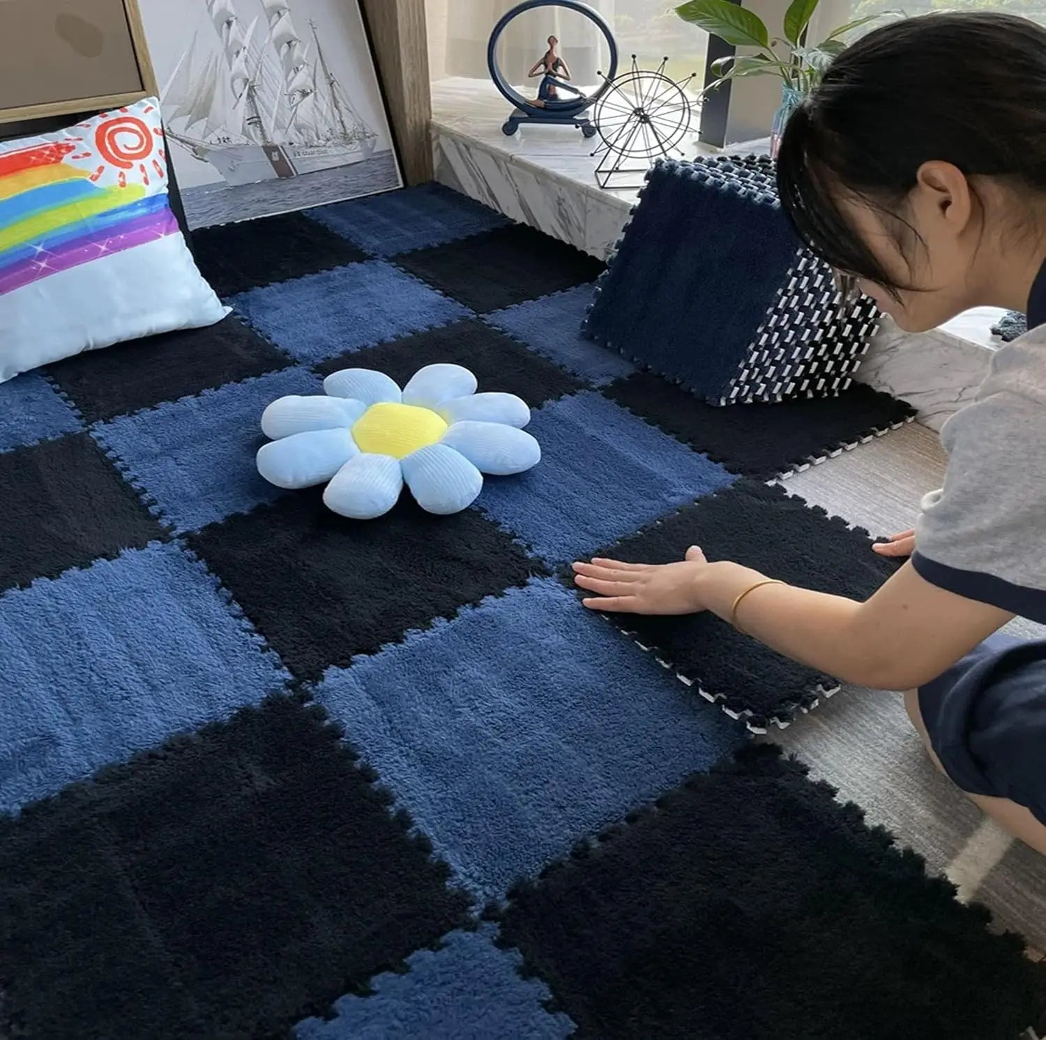 30*30CM Soft Plush Kids Carpet Baby Play Mat 10PCS Puzzle Carpet Warm Playmat Interlocking Exercise Tiles Foam Children's Mat