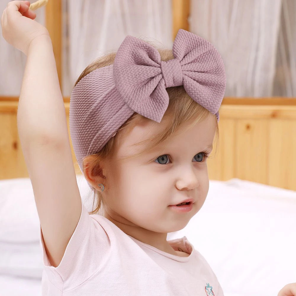 12Pcs/lot big bows elastic headscarf for baby infant solid color casual headband The color is randomly distributed and not fixed