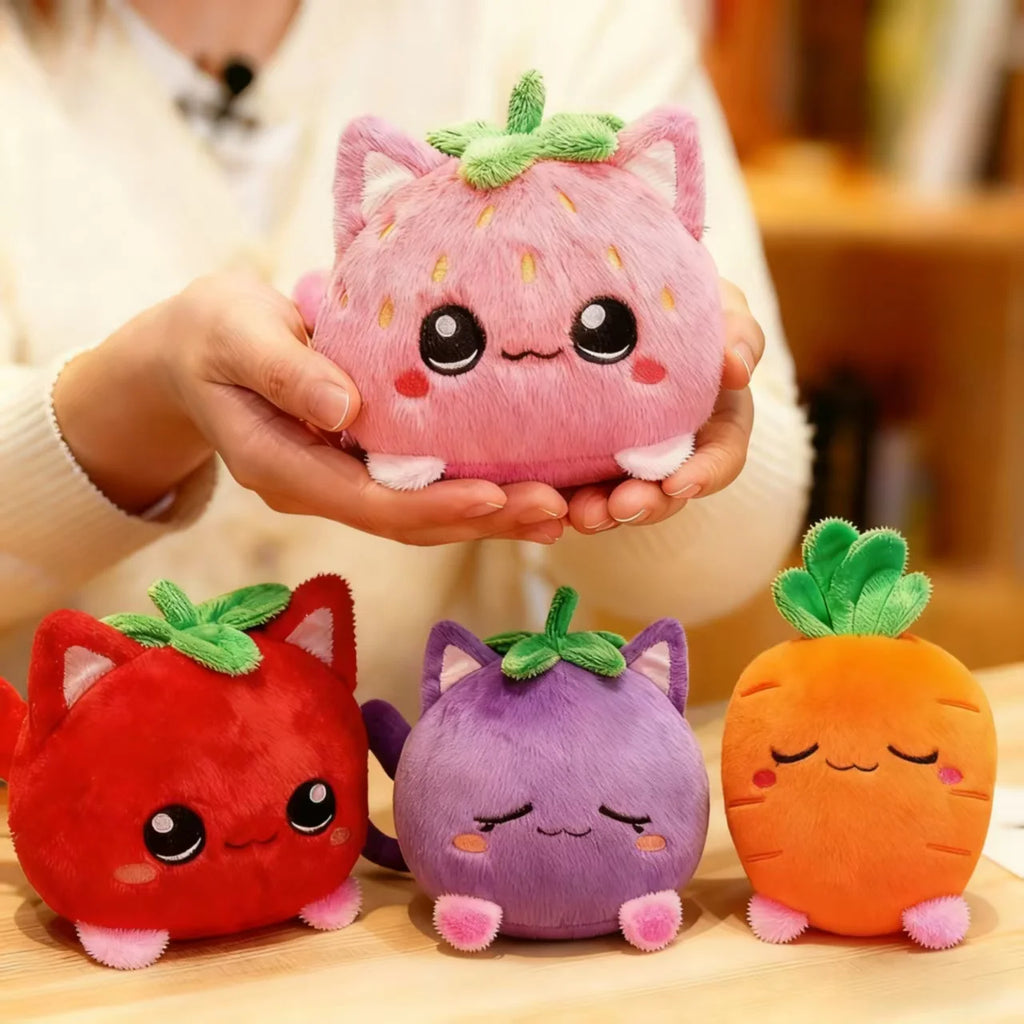 Cute Plush Dolls With Strawberry Cat Stuffed Soft Toys Fruit Sofa Doll Birthday Gift Room Decor Children's Friends Birthday