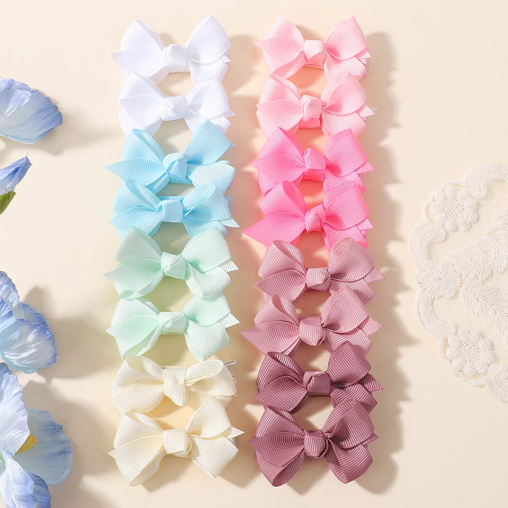 16pcs/Set Handmade Cute Colorful Ribbon Hair Bows Clips for Baby Girls Hairpin Barrettes Headwear Hair Accessories