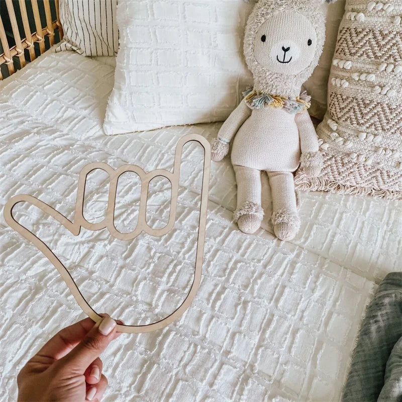 Scandinavian-Inspired Wooden Gesture Wall Art - Handmade Decor