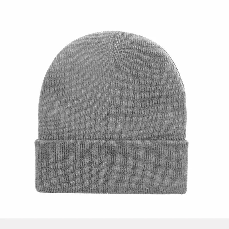 Knitted Hat For Men And Women Warm Beanie Model M01 Solid Color Rolled Edge