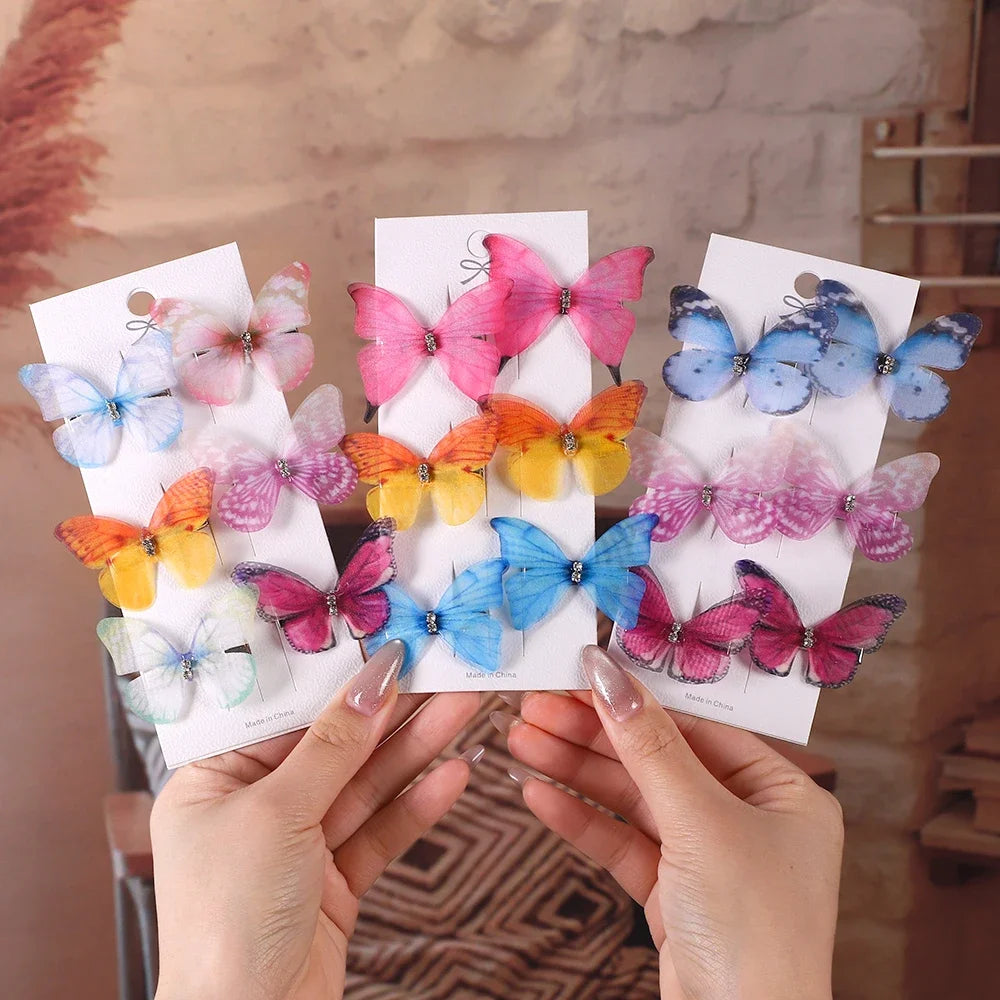 6Pcs/set Sweet Butterfly Hairpins for Girls Do Not Hurt Hair Super Nice Boutique Hairclips Womens Fashion Hair Accessories