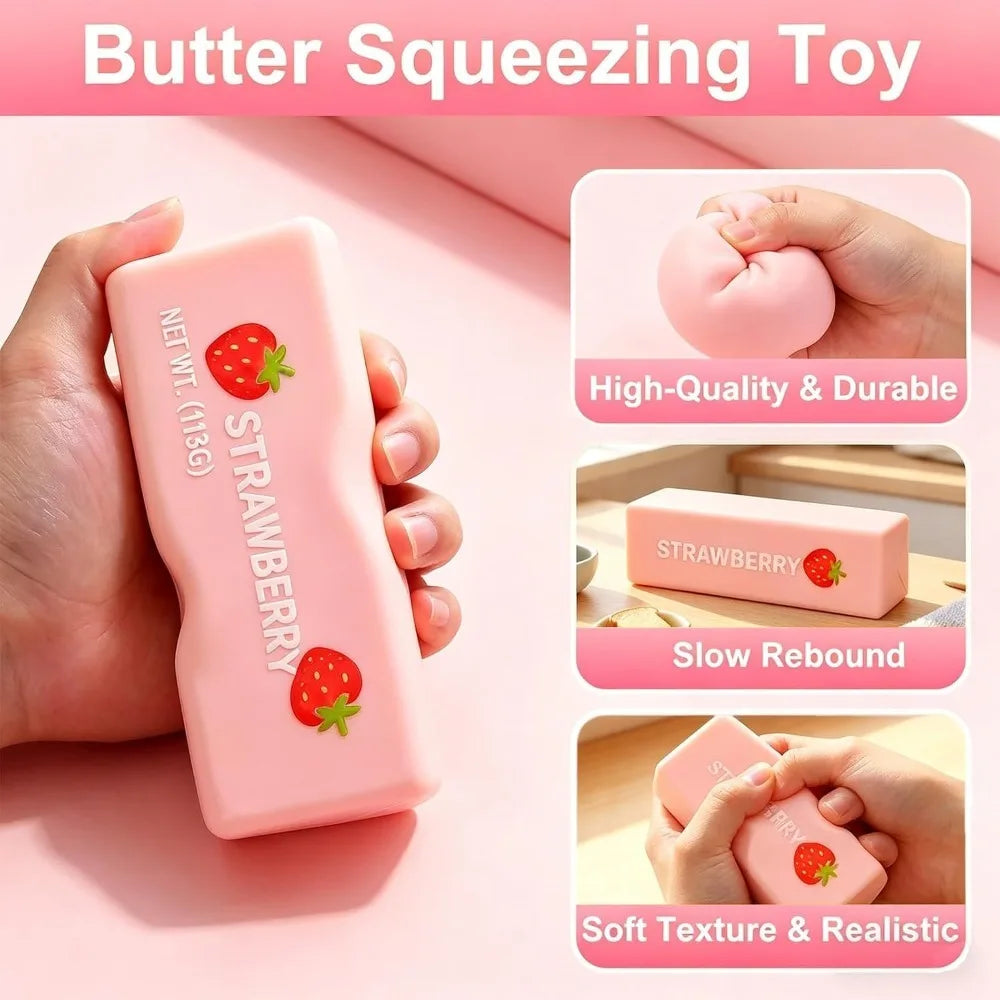 Strawberry Butter Squishy Butter Slow Rising Squishy Butter Stick Squeeze Balls for Stress Relief  Soft Pressure Sensory Adults