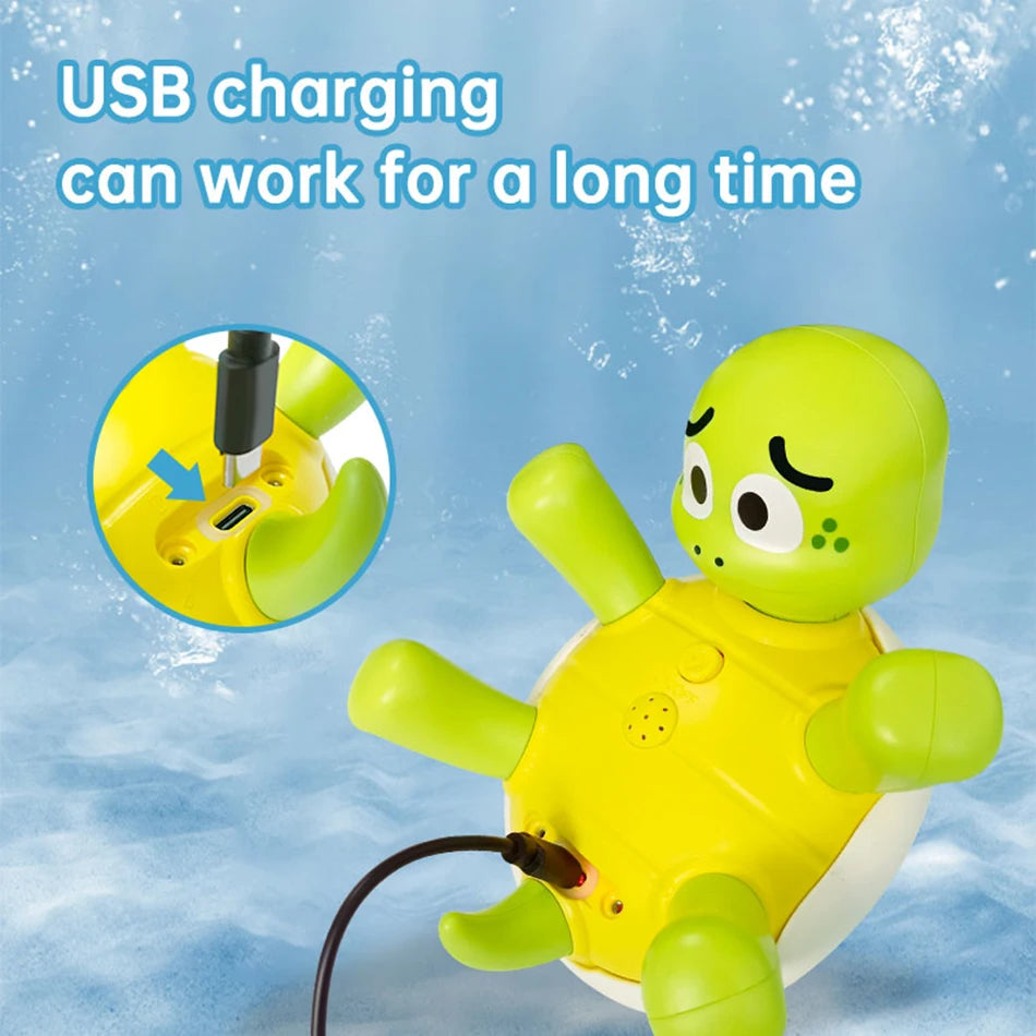 Electric Turtle Cute Swimming Turtle Water Spray Turtle Toys Bathroom Bath Toys Parent-Child Interactive for Kids Water Playing