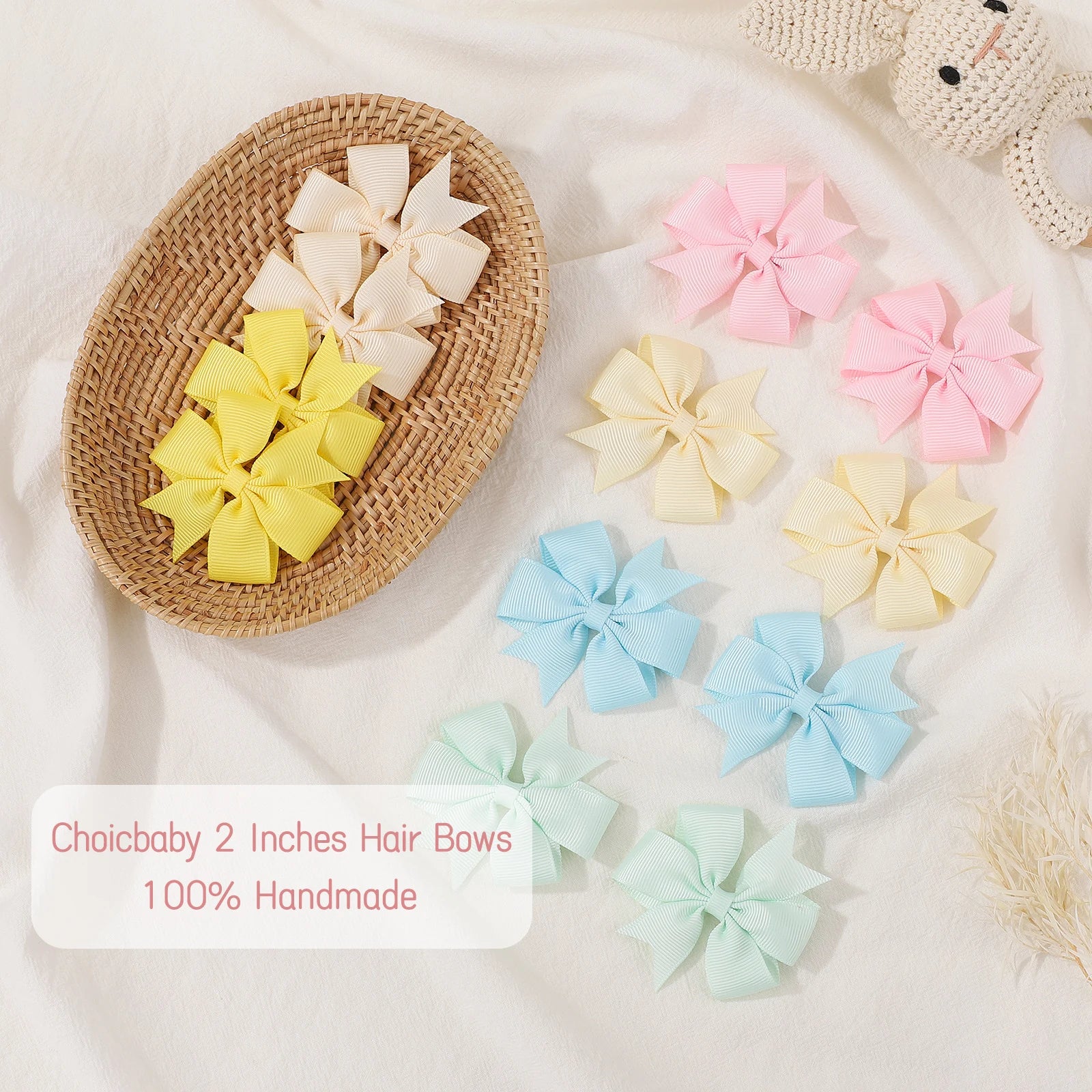 20Pcs Sunflower Ribbon Hair Clips 2.36 Inch Bangs Hair Clip Cheer up Bowknot Kids Girls Headdress Vibrant Color Mixed Bulk