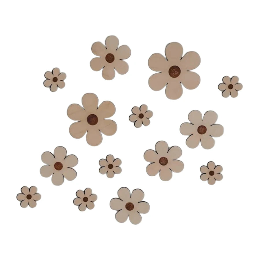 14Pcs/Set Nordic Style Wooden Round Daisy Home Background Wall Decoration Wooden Wall Stickers Holiday Decoration Wall Crafts Home Room Wooden Balloon Wall Stickers Homestay Coffee Bar Decorative Wall Decor