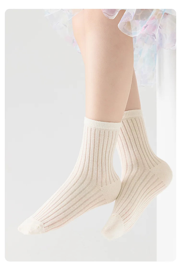 5 Pairs Cotton Childrens Mesh Socks Soft Thin Spring Summer Sock Kids Baby Solid Color Sock Boys Girls Breathable Casual Sockens