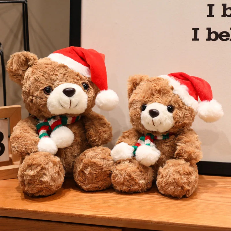 Lovely Cartoon Christmas Scarf Bear Penguin Soft Stuffed Elk Teddy Bear Doll Plush Toy Decoration Girl Boy Kids Christmas Gift