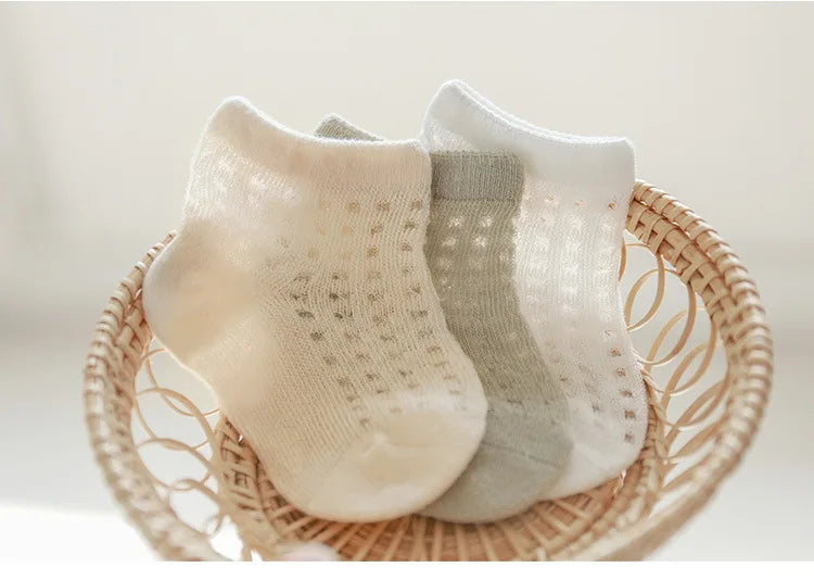4 Pairs/Lot  New Baby Socks Mesh Thin Newborn Socks Combed Cotton Boneless Soft Summer Baby Socks For Gift
