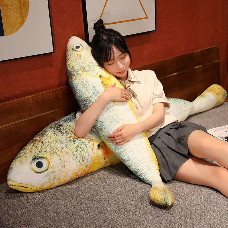 Artificial yellow croaker Plush Pillow Imitation Funny Fish Stuffed Pillow Emulational Home Sofa Plush Decoration Cushion