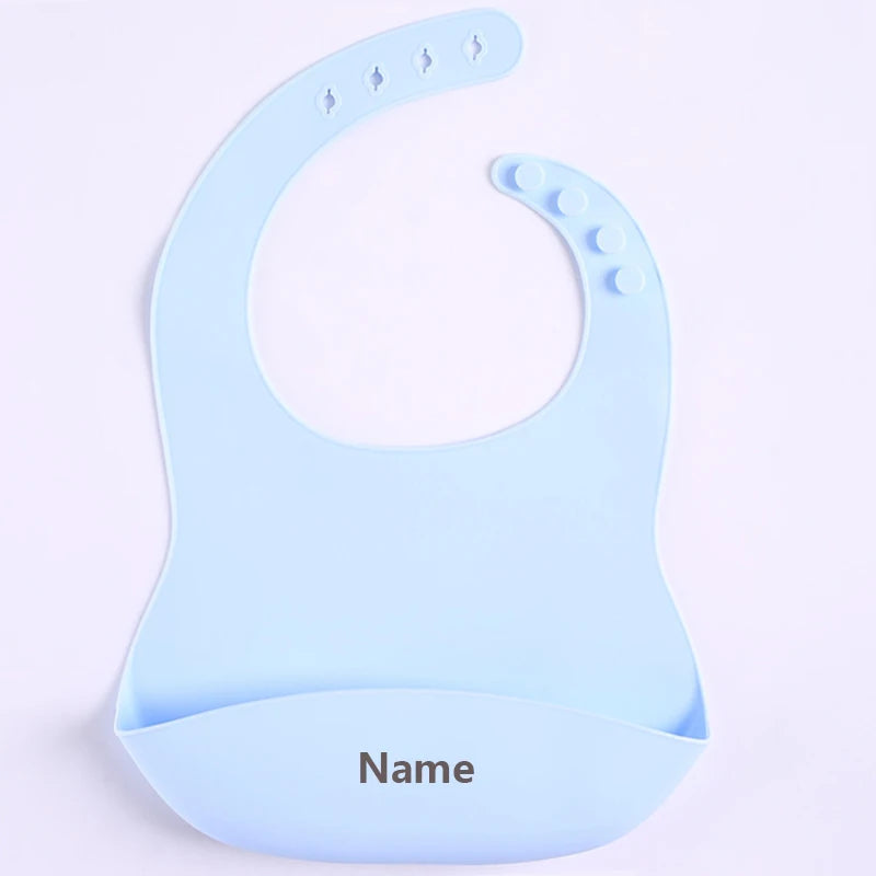 Personalized Name Print Baby Bib Silicone Drool Catcher Easy Clean Boys Girls Holiday Gift Suitable for Infants