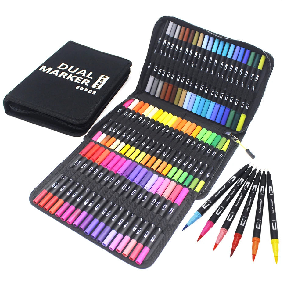12/24/36 120 Colors Double Ends Manga Art Brush Pen Set Pencil Watercolor Art Markers Fineliner Calligraphy Pens Art Supplies
