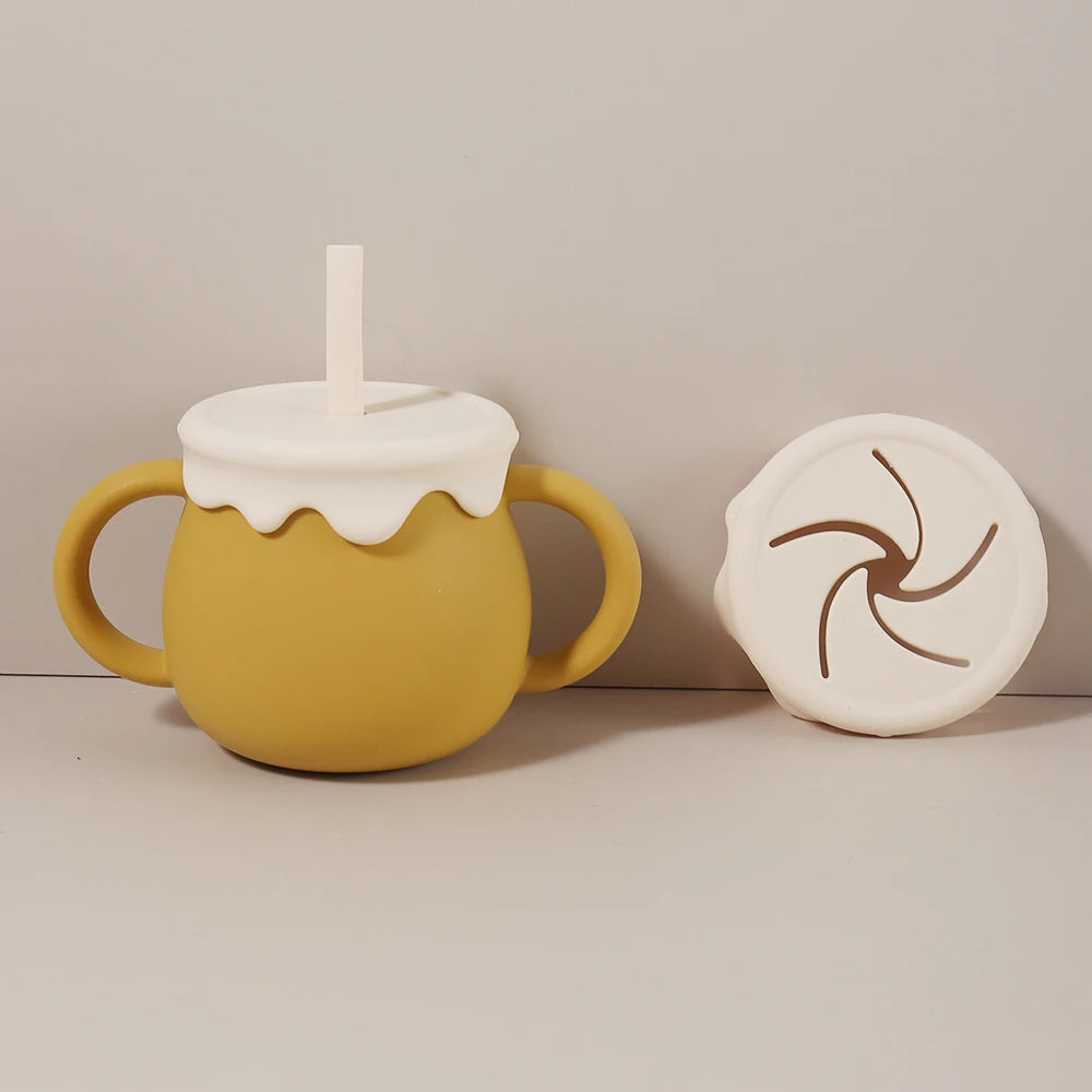 Personalized 280ml  Baby Cup- 3 in 1 Silicone Snack Cup, Sippy Cup, Leak Proof, Ice Cream Shape, Custom Name