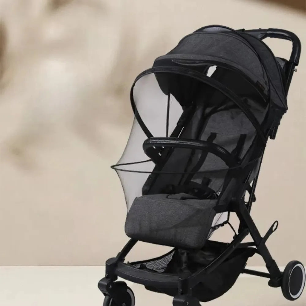 New Ventilate Stroller Mosquito Net Zipper Folding Pushchair Mosquito Net Cartoon Embroidery Mesh Baby Mosquito Cover Outside