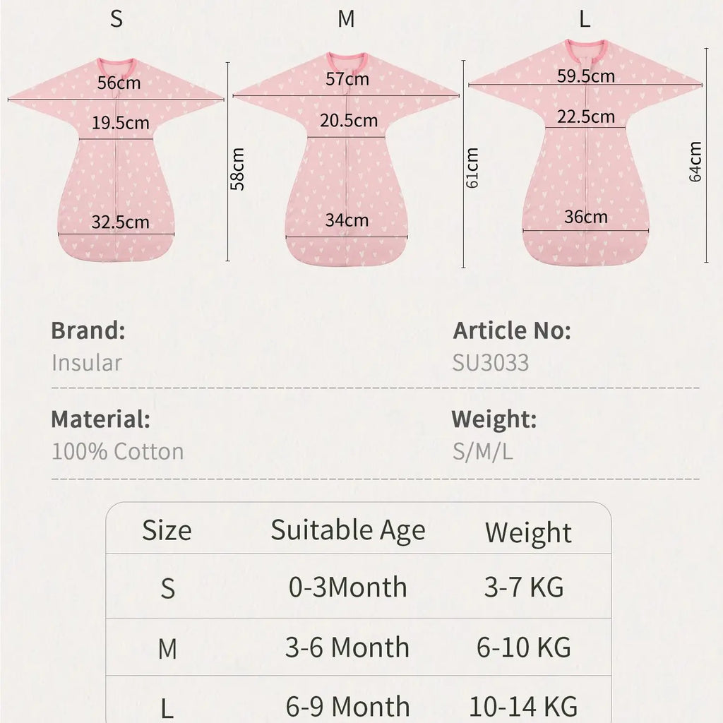 INSULAR Infant Hugging Blanket Comfortable Baby Soft Sleeping Bag Surrender Type Newborn Sleep Sack Anti-startle All Cotton 0-1Y