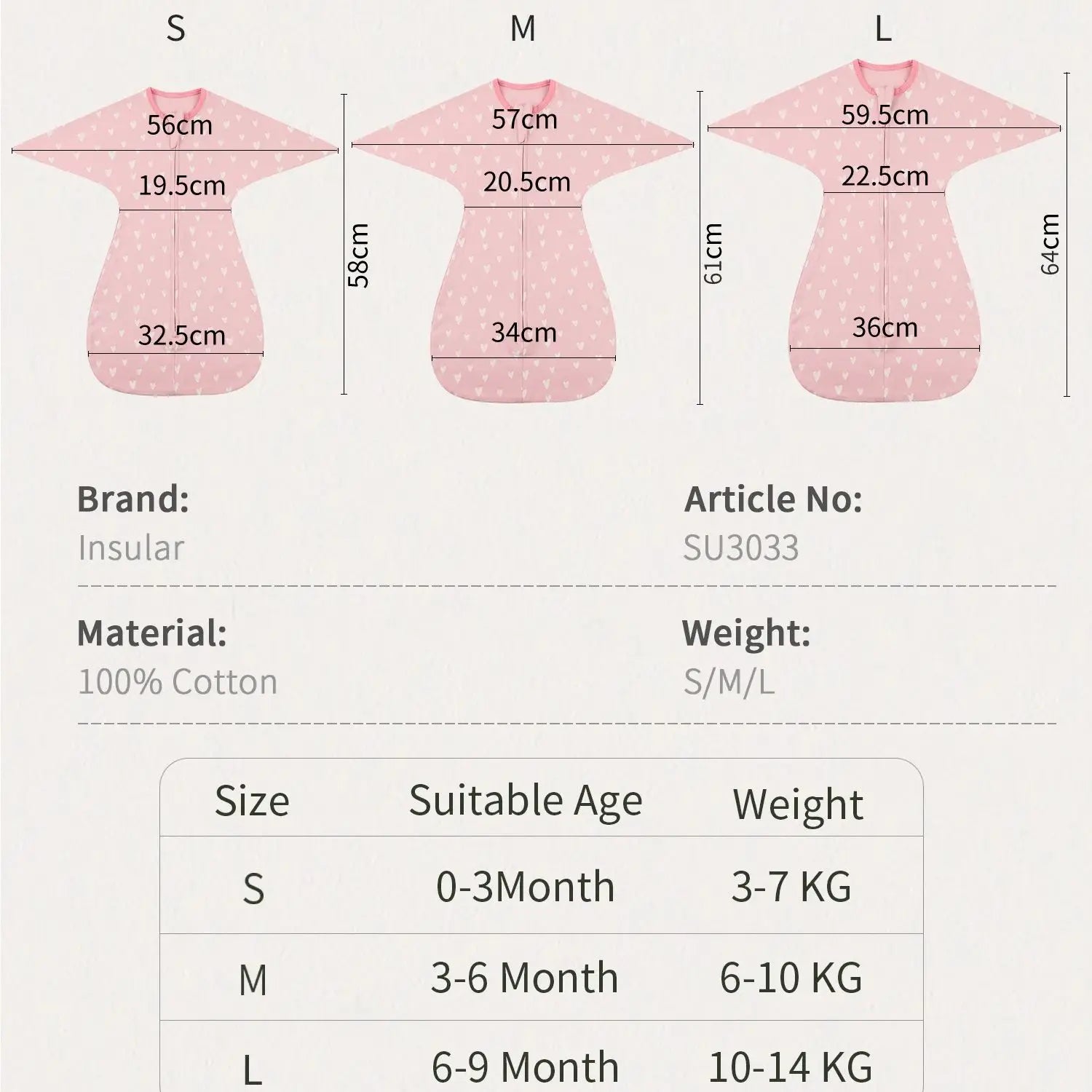 INSULAR Infant Hugging Blanket Comfortable Baby Soft Sleeping Bag Surrender Type Newborn Sleep Sack Anti-startle All Cotton 0-1Y
