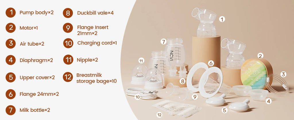 NCVI Double Electric Breast Pump, Portable Breast Pump Electric with 4 Modes 9 Levels,LED Display, 10pcs Breastmilk Storage Bags