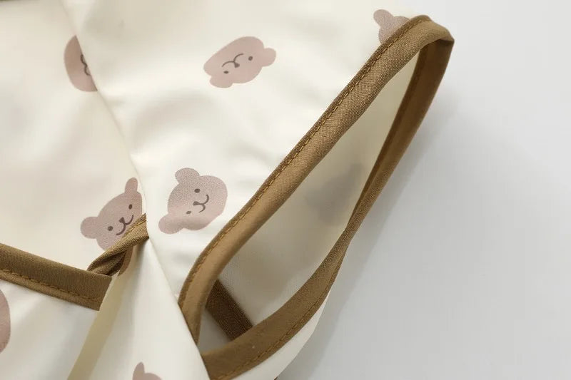 Baby Sleeveless Bibs Burp Cloth Soft Waterproof Children's Feeding Apron with Pocket Toddler Printed Art Smock for Boys Girls