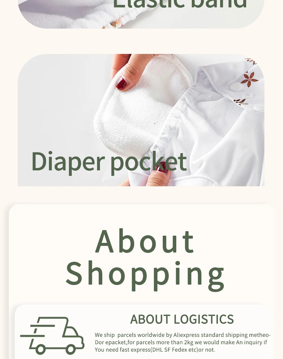 HappyFlute Ecological Cloth Diaper Breathable NappyWashable Reusable Diaper Gift Set With Wetbag