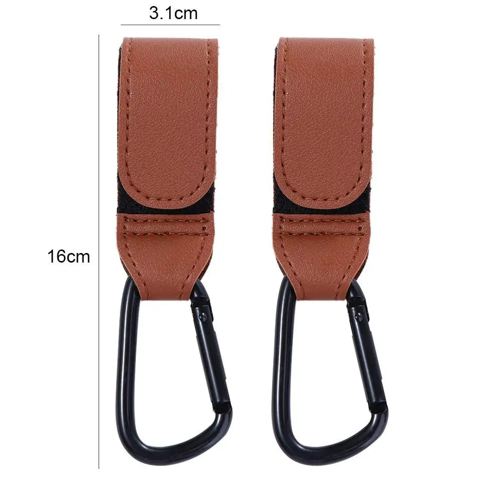 Portable Aluminum Alloy Carabiner Hanging Bags PU Leather Stroller Hooks Clips Cart Organizer Pram Hook Baby Bag Stroller Hook