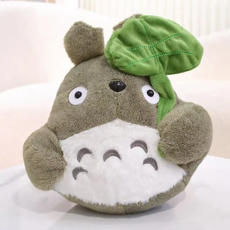 Hot Cartoon Totoro Hold Lotus Leaf Plush Toy Kawaii Japanese Style Figure Doll Stuffed Chinchilla Plushies Birthday Gifts Girl