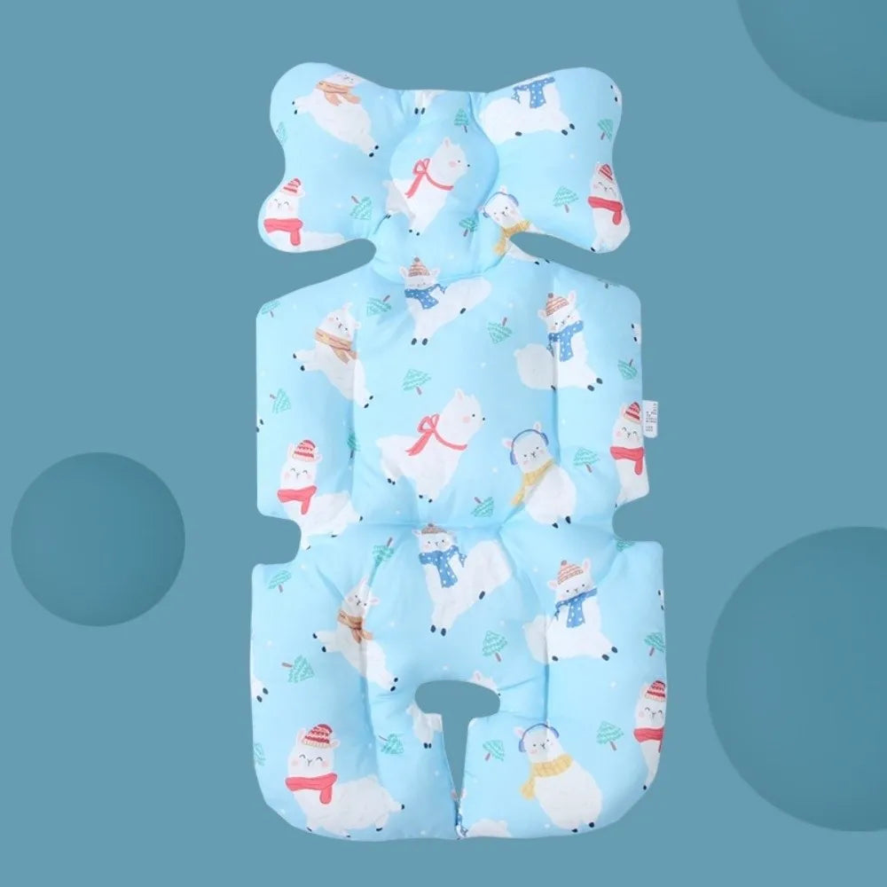Essential Cotton Stroller Seat Cushion Soft Cartoon Pattern High Chair Liner Pad Comfortable Warm Stroller Accessories Going Out