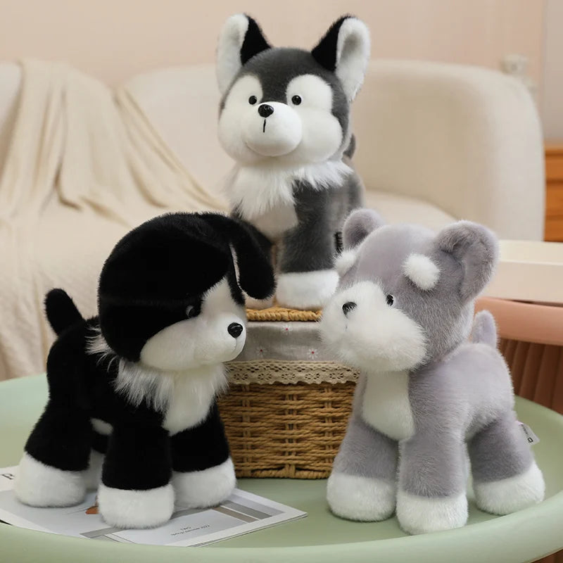 25cm High Quality Lifelike Pet Dog Plush Toys Stuffed Handmade Schnauzer Husky Golden Retriever Doll Soft Hugging Puppy Doll