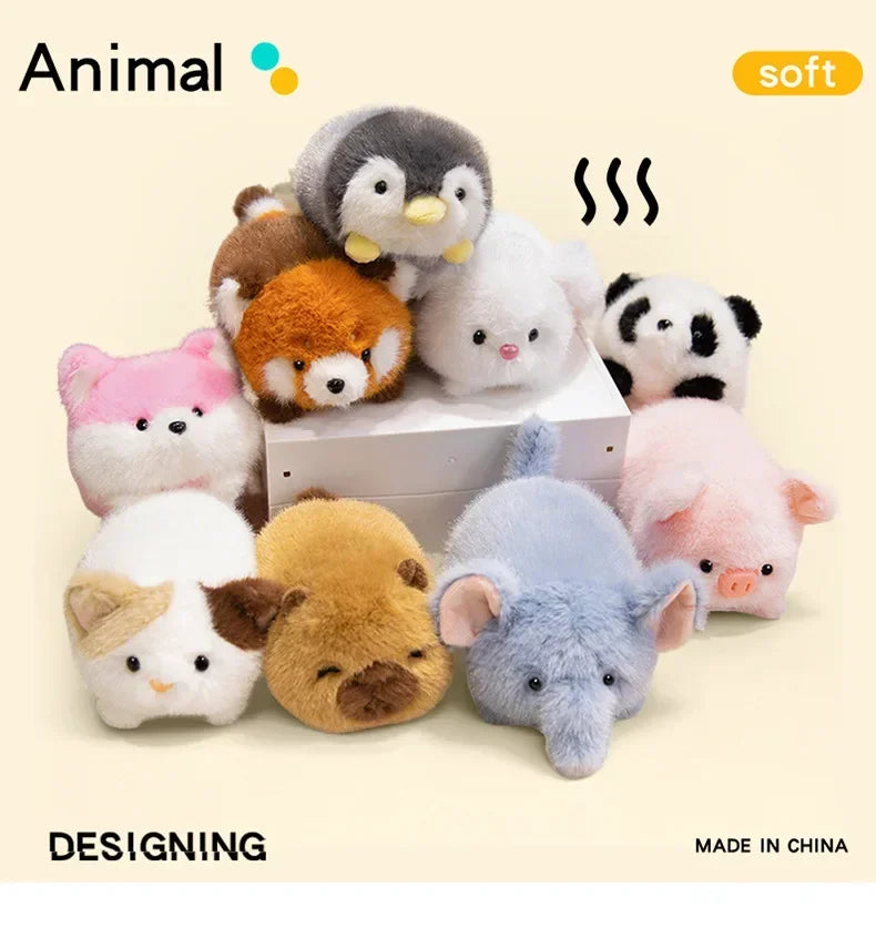 Cute Stuffed Plush Toys Lying Red Panda Fox Sloth Cat Soft Baby Plushie Gifts - Animal Themed Dolls for Children