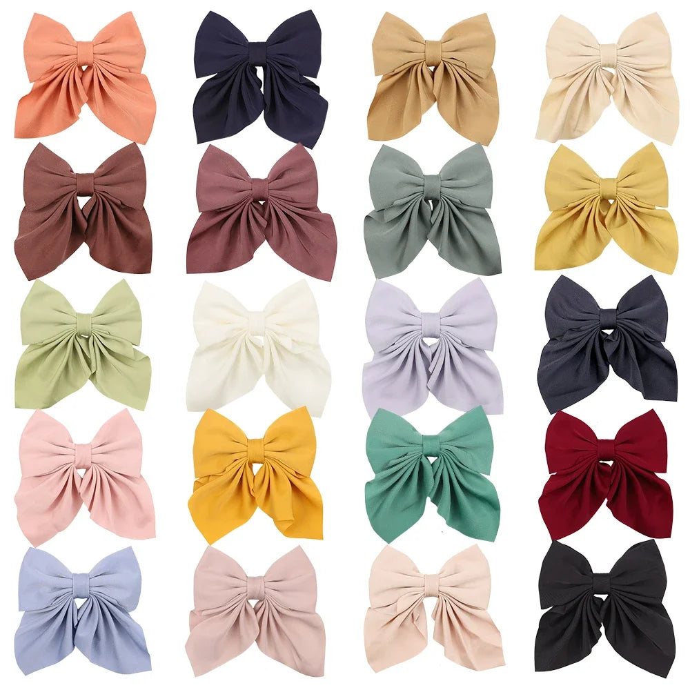 5Piece Mixed Color Ribbon Bow Girls Hair Clips Elegant Solid Color Bow Hair Accessories Hair Clips for Girls Headwear