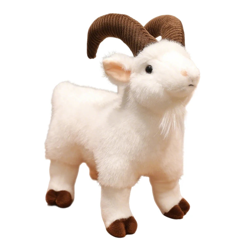 Hot Realistic Goat Plush Toy Bag Pendant Lifelike Simulation Mountain Stuffed Animal Doll Soft Fluffy Ram Plushie Birthday Gift