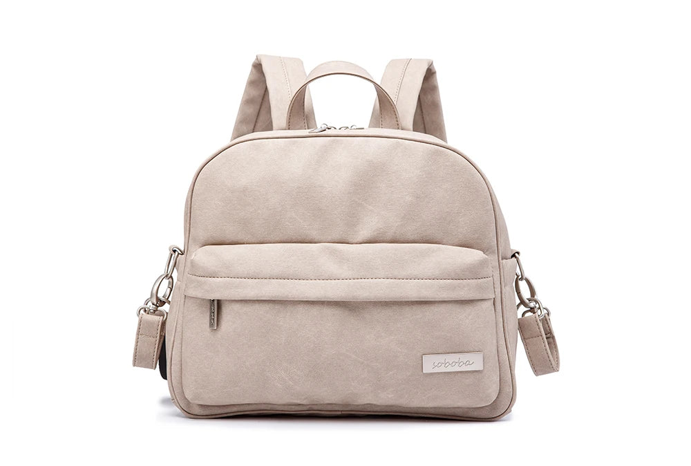 Soboba Solid Fashion Diaper Backpack for Baby Care Waterproof Multi-function Nappy Changing Bag for Mother Stylish Diaper Bags