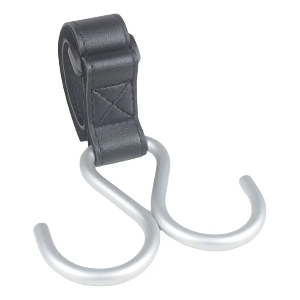 Creative S Shape Baby Stroller Hooks PU Double Hook Hanging Hook Stroller Accessories Solid Color Stroller Accessories Baby