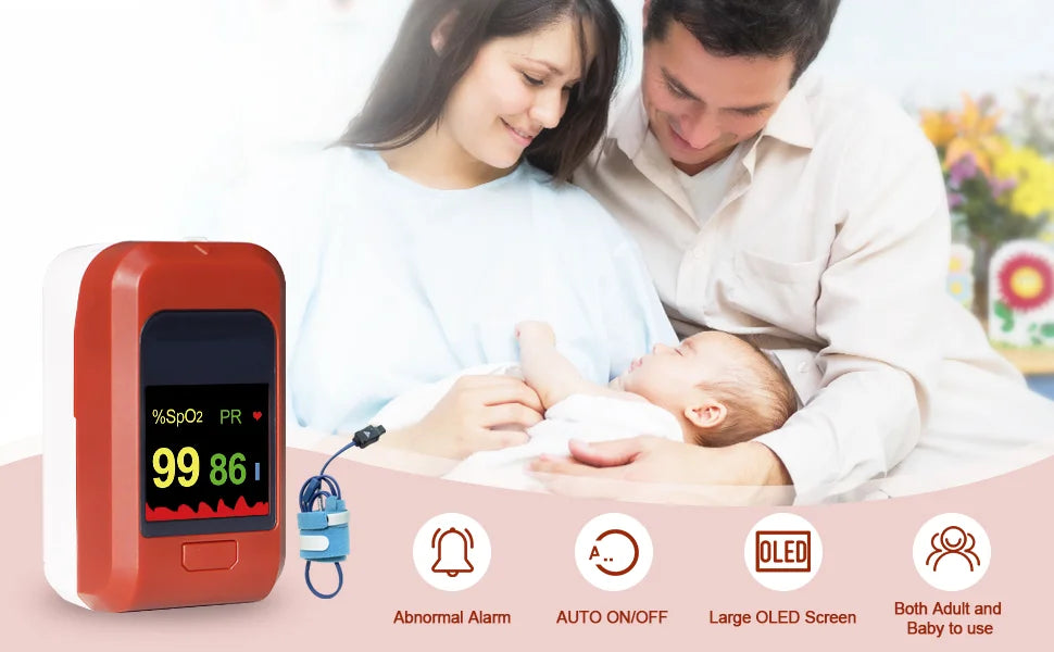 Viatom PC60NW Baby Oxygen Monitor with Bluetooth App Tracks Baby's Heart Rate Oxygen Level Baby Sleep Monitor Pulse Oximeter