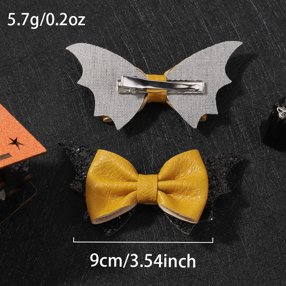 2pcs Halloween Barrettes Bat Wing Bow Hair Clips Girls Bangs Clips for Party Performance Headdress Barrettes Cosplay Headwear