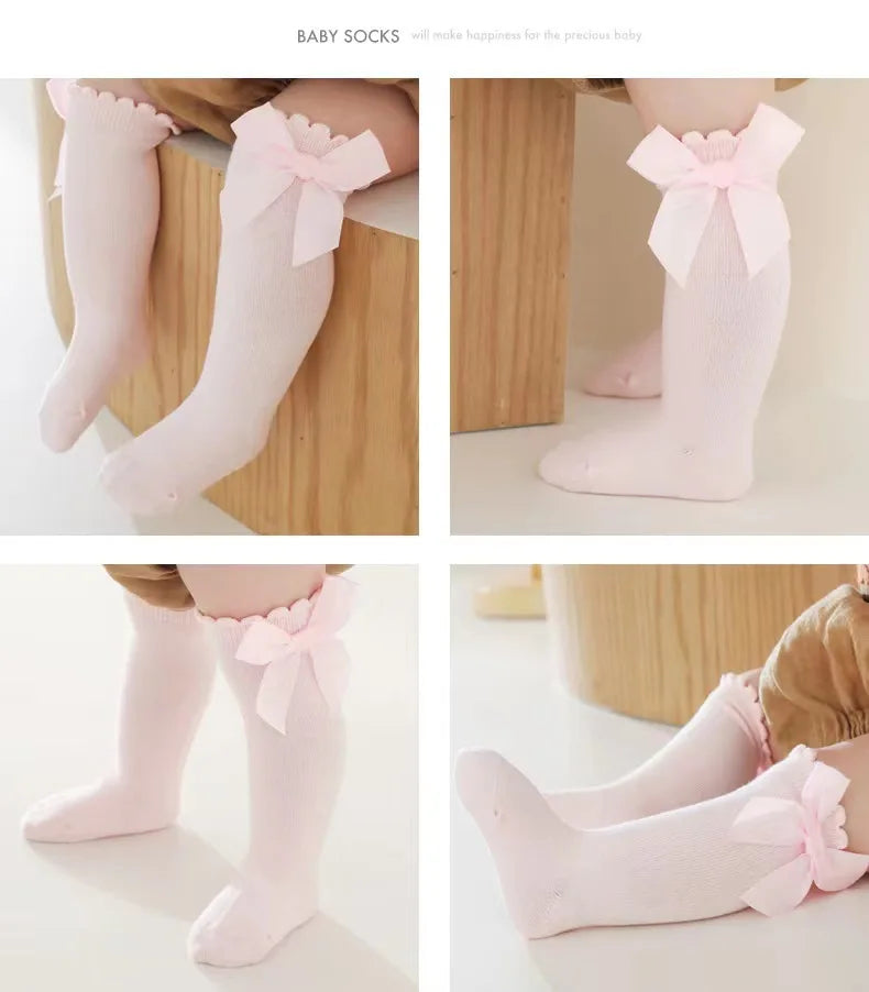 Red Bow Tie Knee High Tube Socks Girls