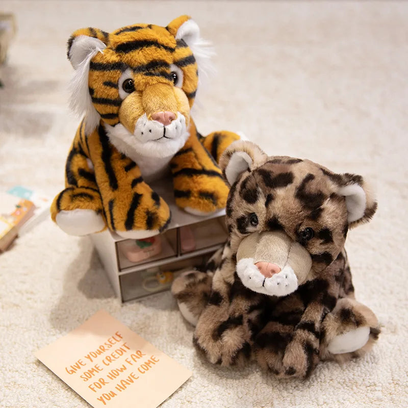 Nice 23cm Lifelike Stuffed Jungle Animal Dolls - Sitting Tiger Elephant Monkey Leopard Plush Simulation Forest Toys for Kids