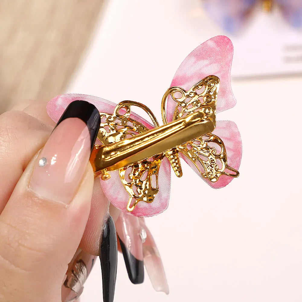 6Pcs Colorful Butterfly Hairpins Girl Hair Clips Barrettes Women Sweet Hair Ornament Rainbow Headwear Fashion Hair Accessories